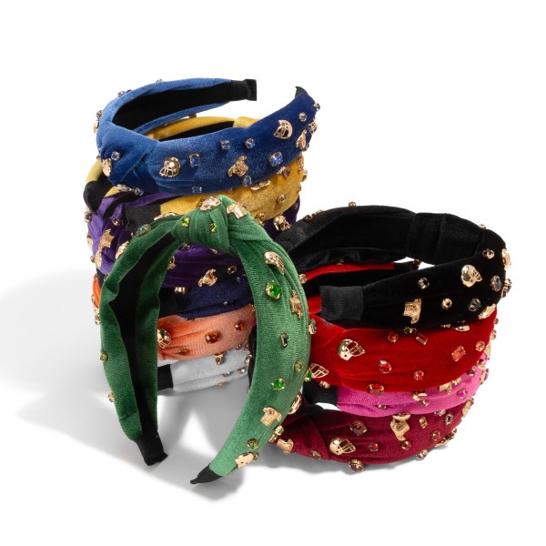 Velvet Wrapped Gameday Headband With Football Helmet, Jersey and Rhinestone Studded Details - One Size Fits Most view 5