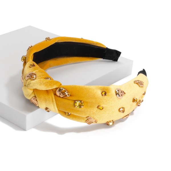 Velvet Wrapped Gameday Headband With Football Helmet, Jersey and Rhinestone Studded Details

- One Size Fits Most
