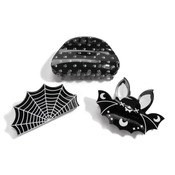 Black Halloween Themed Hair Claw Clip - Approximately 3"L view 5