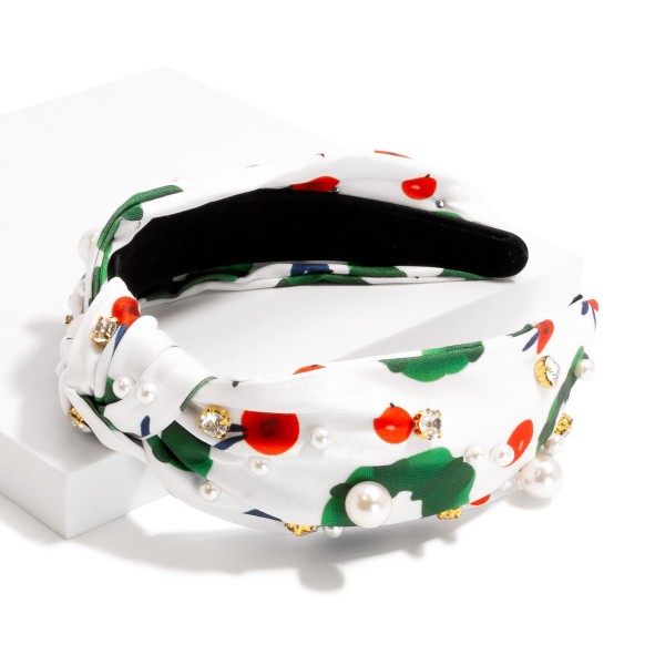 Floral Printed Satin Wrapped Headband With Top Knot

- One Size Fits Most