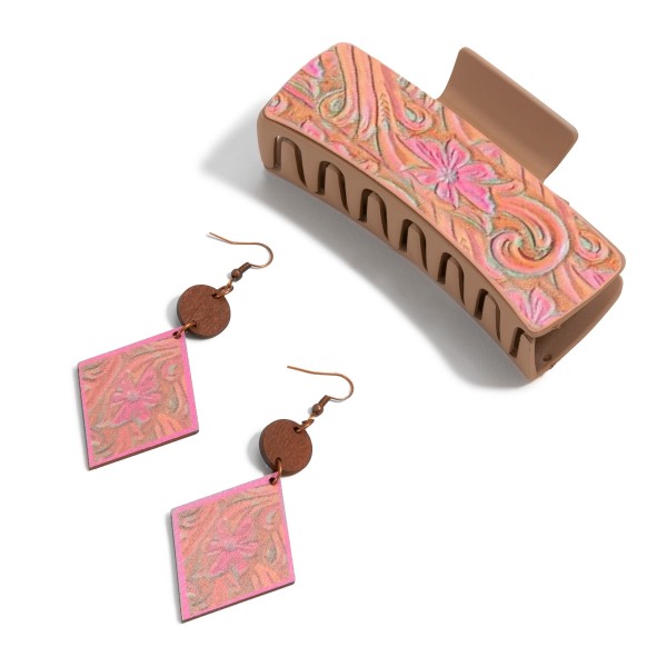 Wholesale matching Teardrop Earring Leather Claw Hair Clip Teardrop Earring L Cl