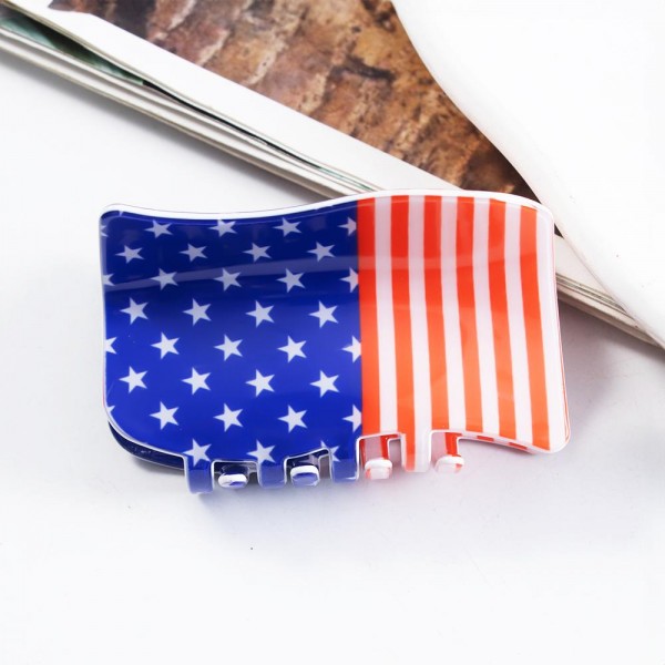 Americana Flag Print Acetate Claw Hair Clip

Approximately 3" L