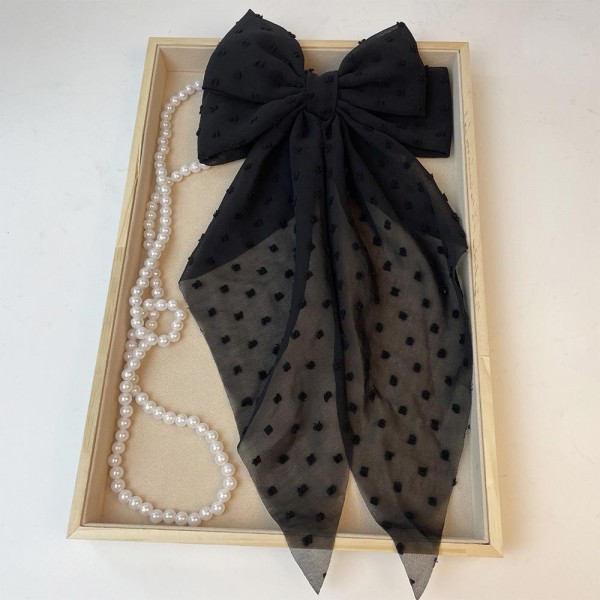 Wholesale handmade Clip Hair Bow Embroidered Dot Details L