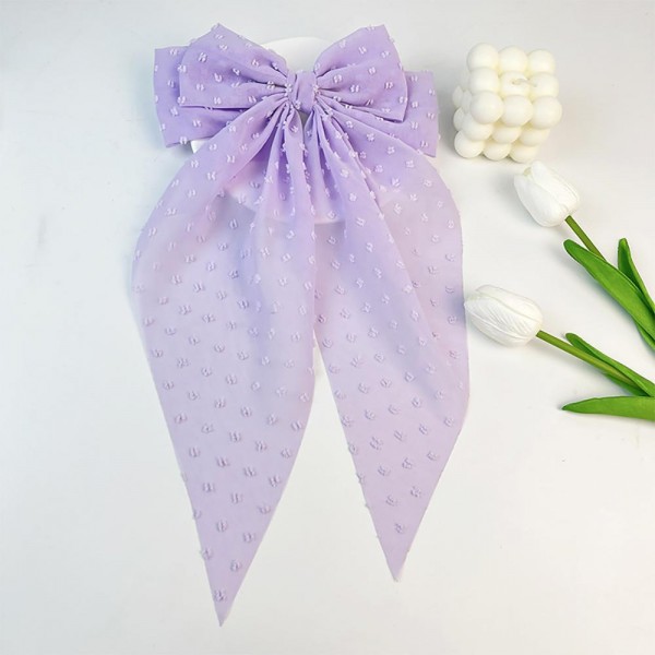 Handmade Clip-In Hair Bow With Embroidered Dot Details 

- Approximately 15" L