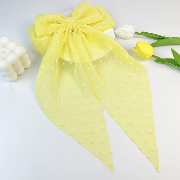 Wholesale handmade Clip Hair Bow Embroidered Dot Details L