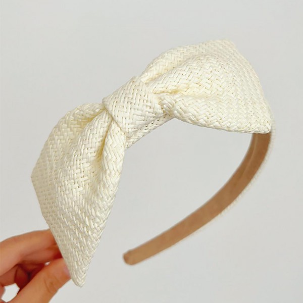 Wholesale woven Straw Headband Top Bow Detail One Fits Most