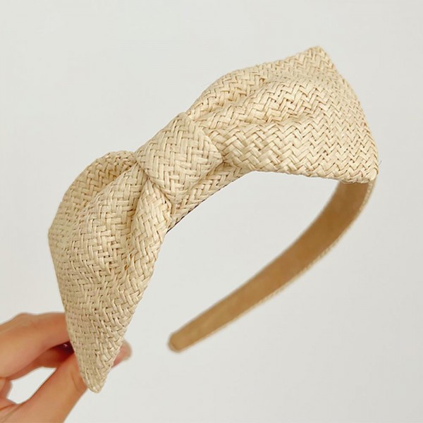 Wholesale woven Straw Headband Top Bow Detail One Fits Most