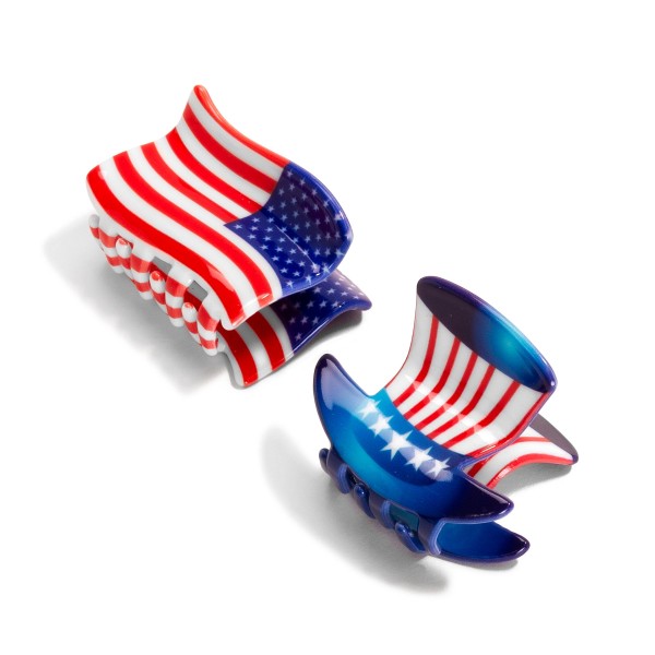 Set of Two Americana Claw Hair Clips

- Approximately 2"W