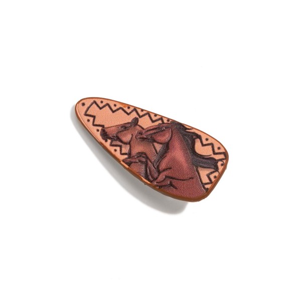 Stamped Genuine Leather Accented Horse Snap Hair Clip

- Approximately 2" L