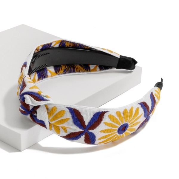 Wholesale woven Flower Pattern Knotted Headband One Fits Most