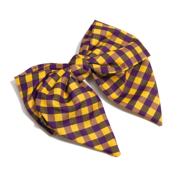 Wholesale checkered Plaid Game Day Clip Hair Bow L