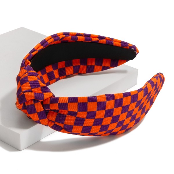Wholesale checkered Game Day Knotted Headband One Fits Most