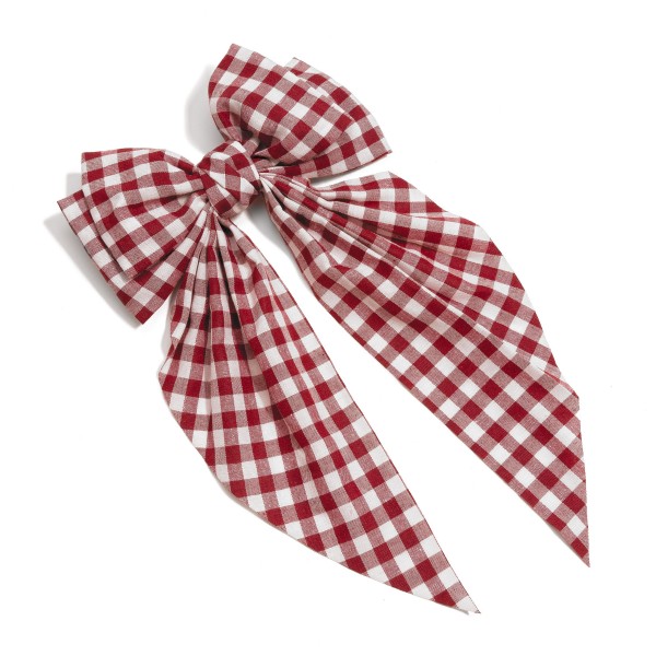 Wholesale checkered Plaid Game Day Oversized Clip Hair Bow L