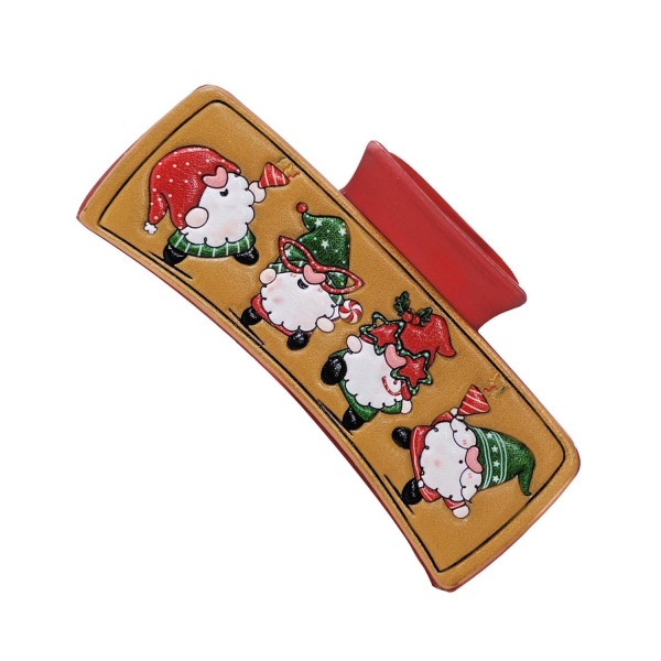 Wholesale embossed Vegan Leather Christmas Gnome Hair Clip W