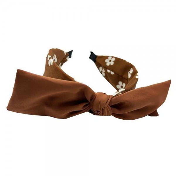 Flower Print Knotted Bow Headband

- One Size Fits Most