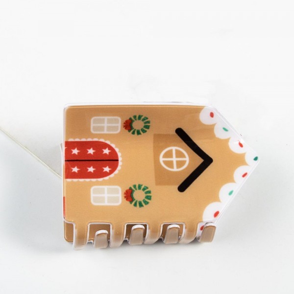 Wholesale gingerbread House Acetate Hair Claw Clip L