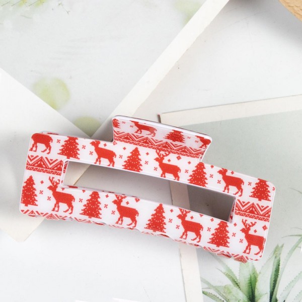 Wholesale hollow Christmas Tree Deer Acetate Hair Claw Clip L