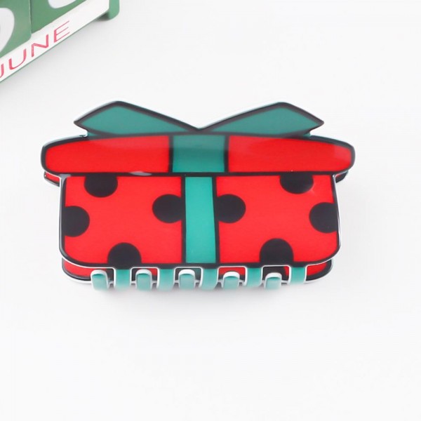 Wholesale polka Dot Christmas Present Acetate Hair Claw Clip L