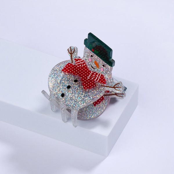 Wholesale glitter Acetate Snowman Hair Claw Clip L