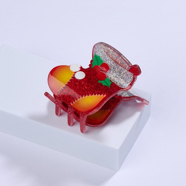 Wholesale glitter Acetate Christmas Stocking Hair Claw Clip L