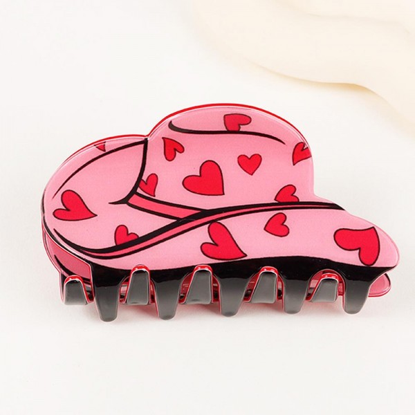 Wholesale hearts Print Acetate Cowboy Hat Claw Hair Clip L