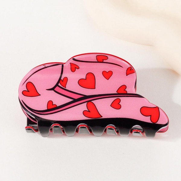 Wholesale hearts Print Acetate Cowboy Hat Claw Hair Clip L