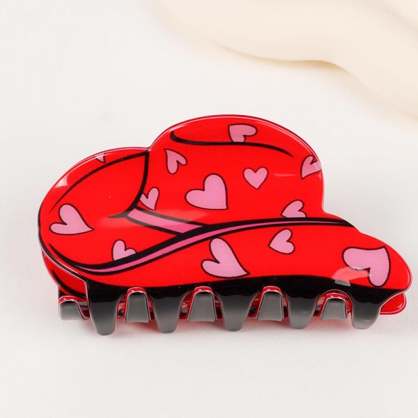 Wholesale hearts Print Acetate Cowboy Hat Claw Hair Clip L