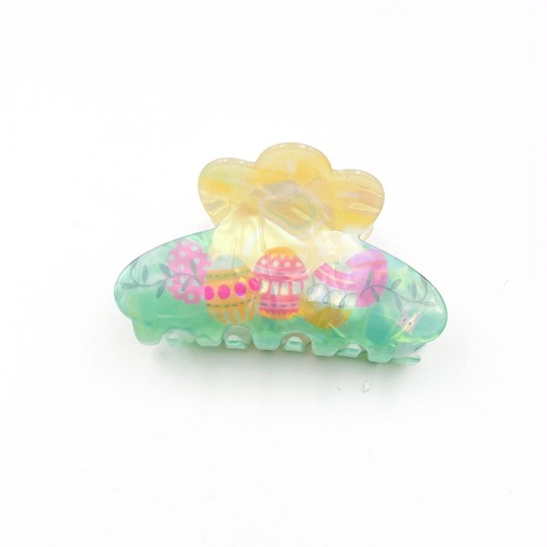 Wholesale iridescent Easter Eggs Flower Claw Hair Clip L