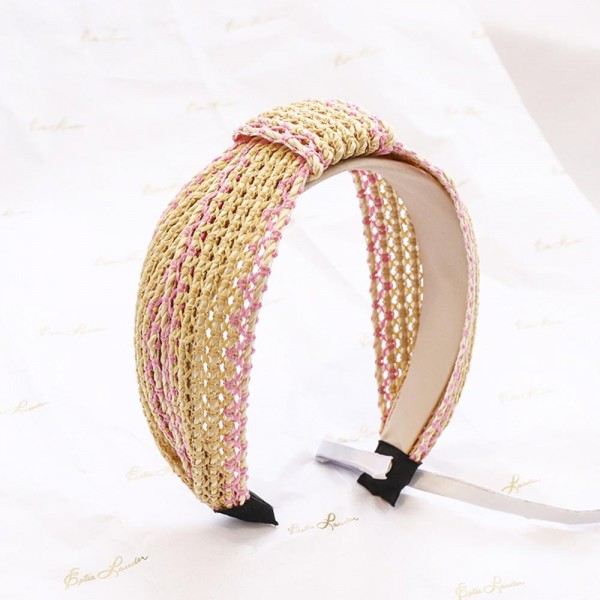 Wholesale two Woven Straw Knotted Headband One Fits Most