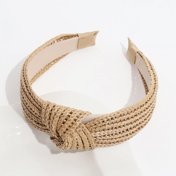 Wholesale woven Straw Knotted Headband One Fits Most
