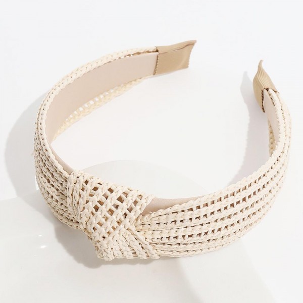Wholesale woven Straw Knotted Headband One Fits Most
