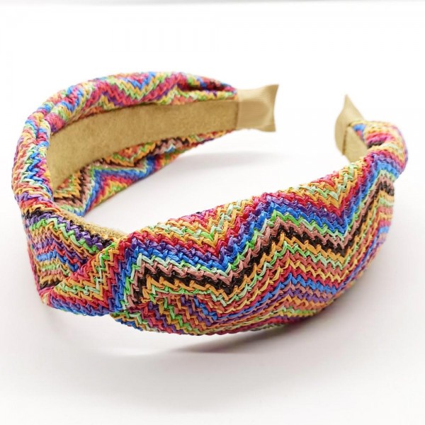 Wholesale chevron Woven Straw Headband One Fits Most