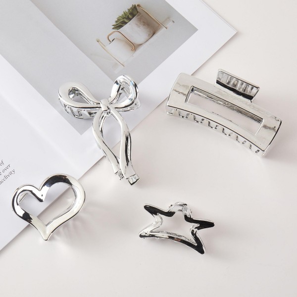 Metallic Theme Hair Accessory Box Box Includes: - 4 Claw Hair Clips - 1 Large Scrunchy view 5