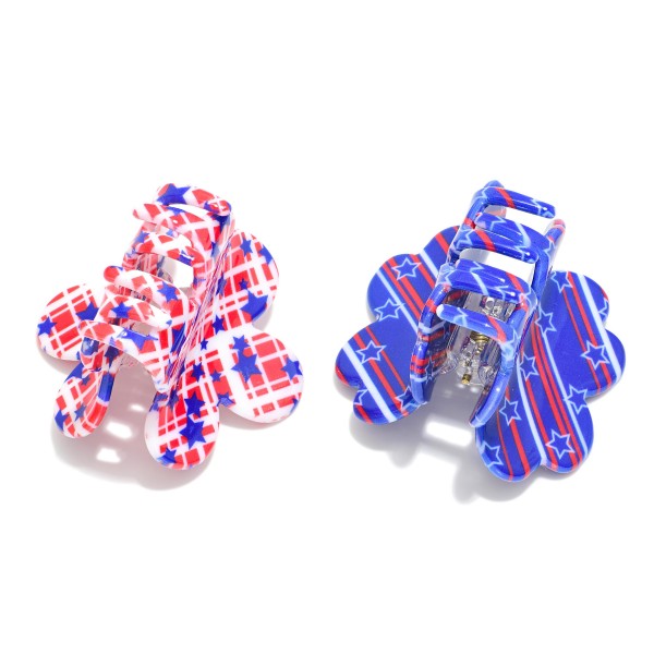 Wholesale set Two Americana Print Flower Hair Clips L