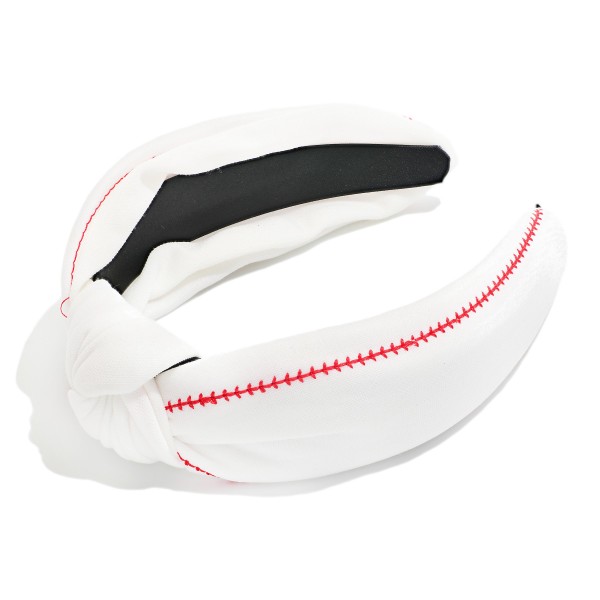Wholesale knotted Headband Red Stitch Detail One Fits Most