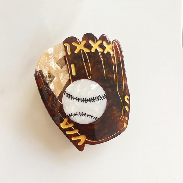Marbled Acetate Baseball & Glove Claw Hair Clip

- Approximately 3" L