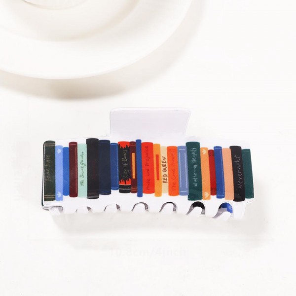 Printed Books Acetate Claw Hair Clip

- Approximately 4" L