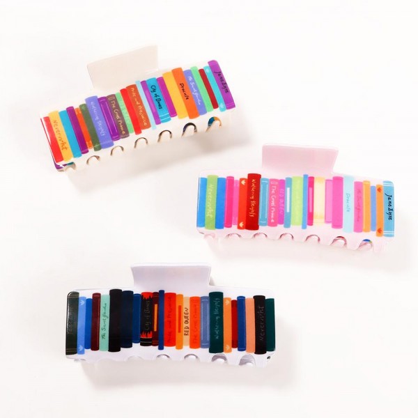 Printed Books Acetate Claw Hair Clip

- Approximately 4" L