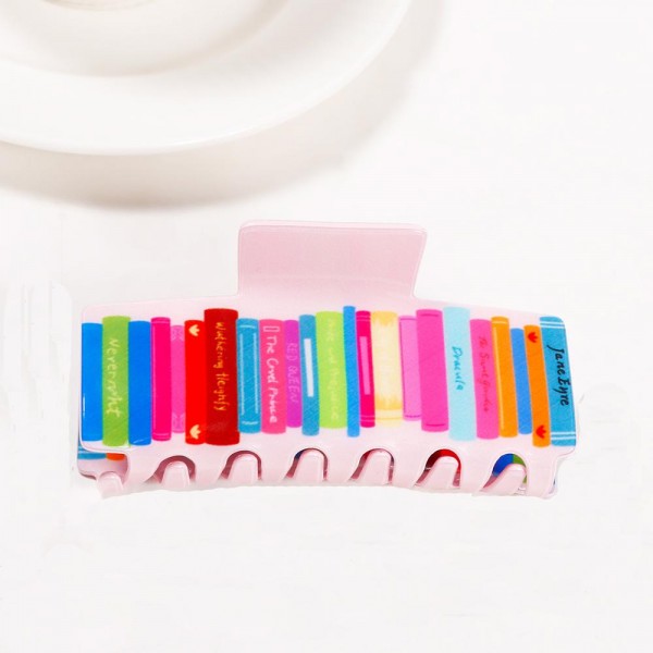Printed Books Acetate Claw Hair Clip

- Approximately 4" L