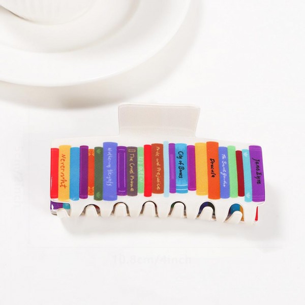 Printed Books Acetate Claw Hair Clip

- Approximately 4" L