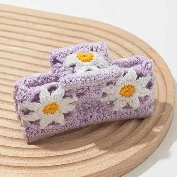 Granny Square Crochet Flower Claw Hair Clip 

- Approximately 5" L