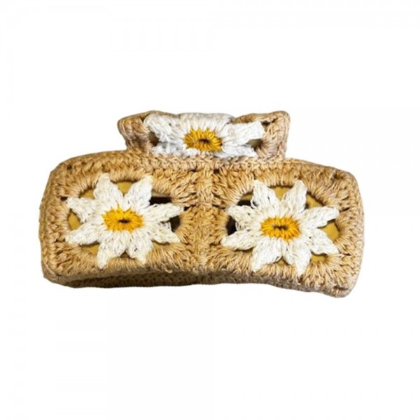 Wholesale granny Square Crochet Flower Claw Hair Clip L