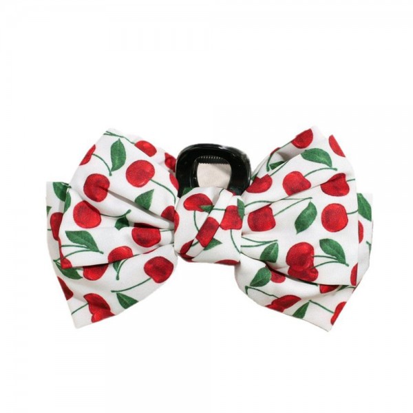 Cherries Print Bow Claw Hair Clip

- Approximately 6" L
