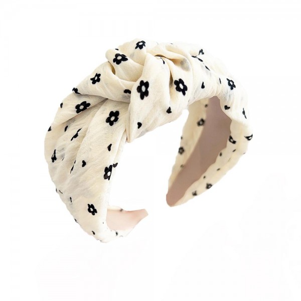 Flowers & Hearts Knotted Headband

- One Size Fits Most