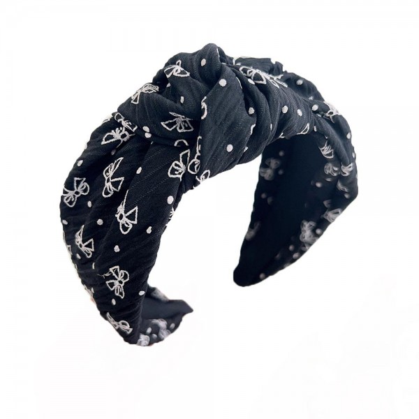 Bow & Polka Dot Knotted Headband

- One Size Fits Most