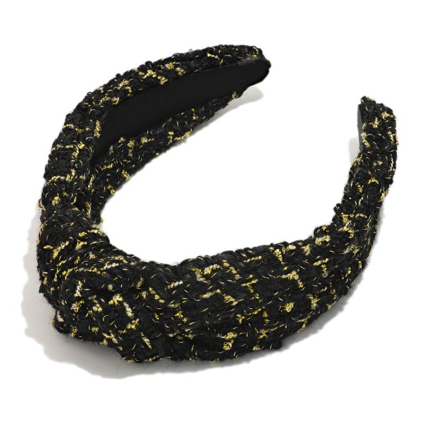 Wholesale tweed Tinsel Knotted Headband One Fits Most