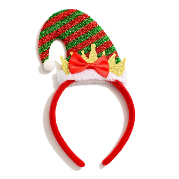 Tinsel Christmas Hat Felt Headband 

- One Size 
