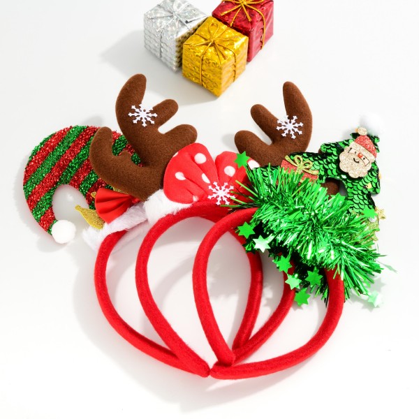 Tinsel Christmas Hat Felt Headband 

- One Size 