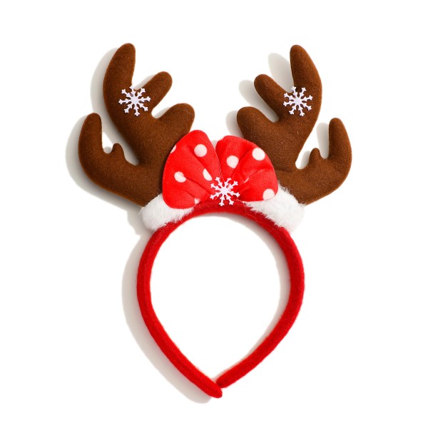 Reindeer Ears & Polka Dot Bow Felt Headband 

- One Size 