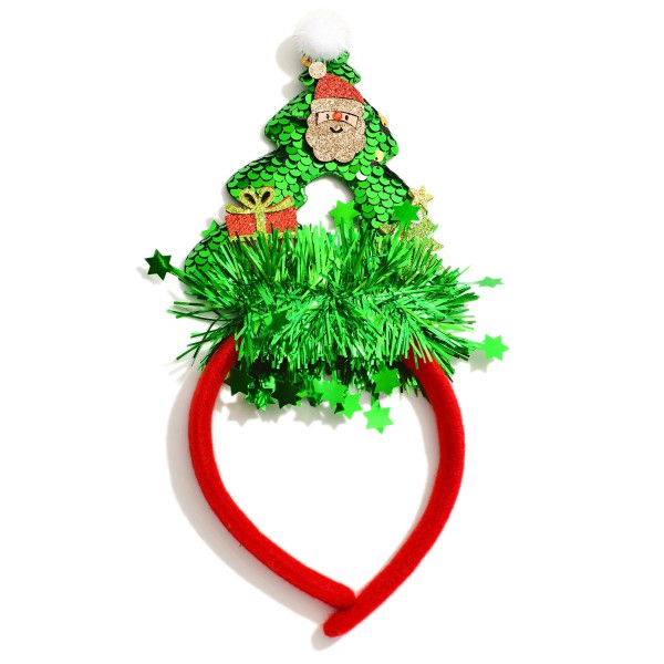 Sequin Christmas Tree & Tinsel Felt Headband 

- One Size 